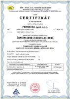 Certifikát procesu ČSN EN 1090 projektování,výroba a montáž OK,jeřábů a drah